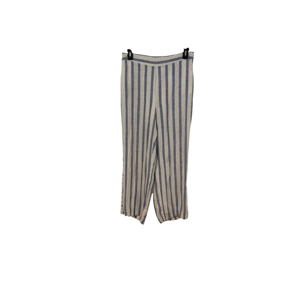 Jones & Company Women’s 100% Linen Blue & White Striped Pants Size XL